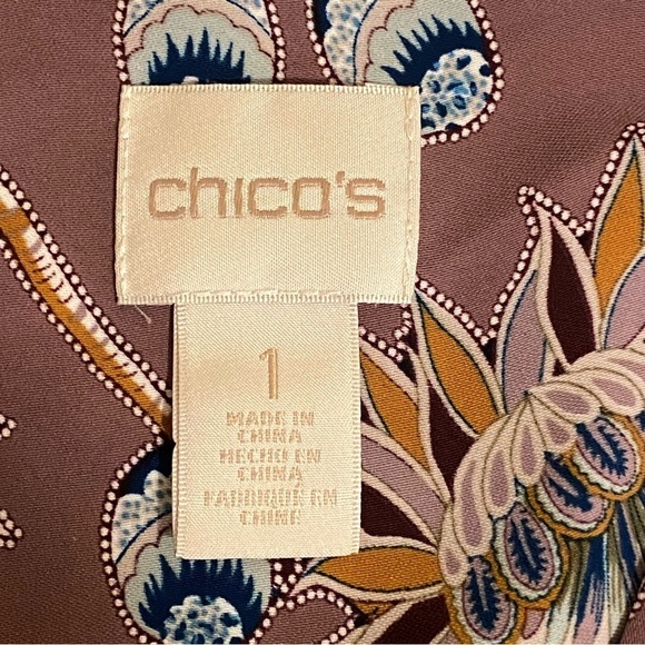 Chicos Shirt Womens Size 1 (S) Ruffle Front Button Up Blouse Rose Floral Top - Picture 6 of 11